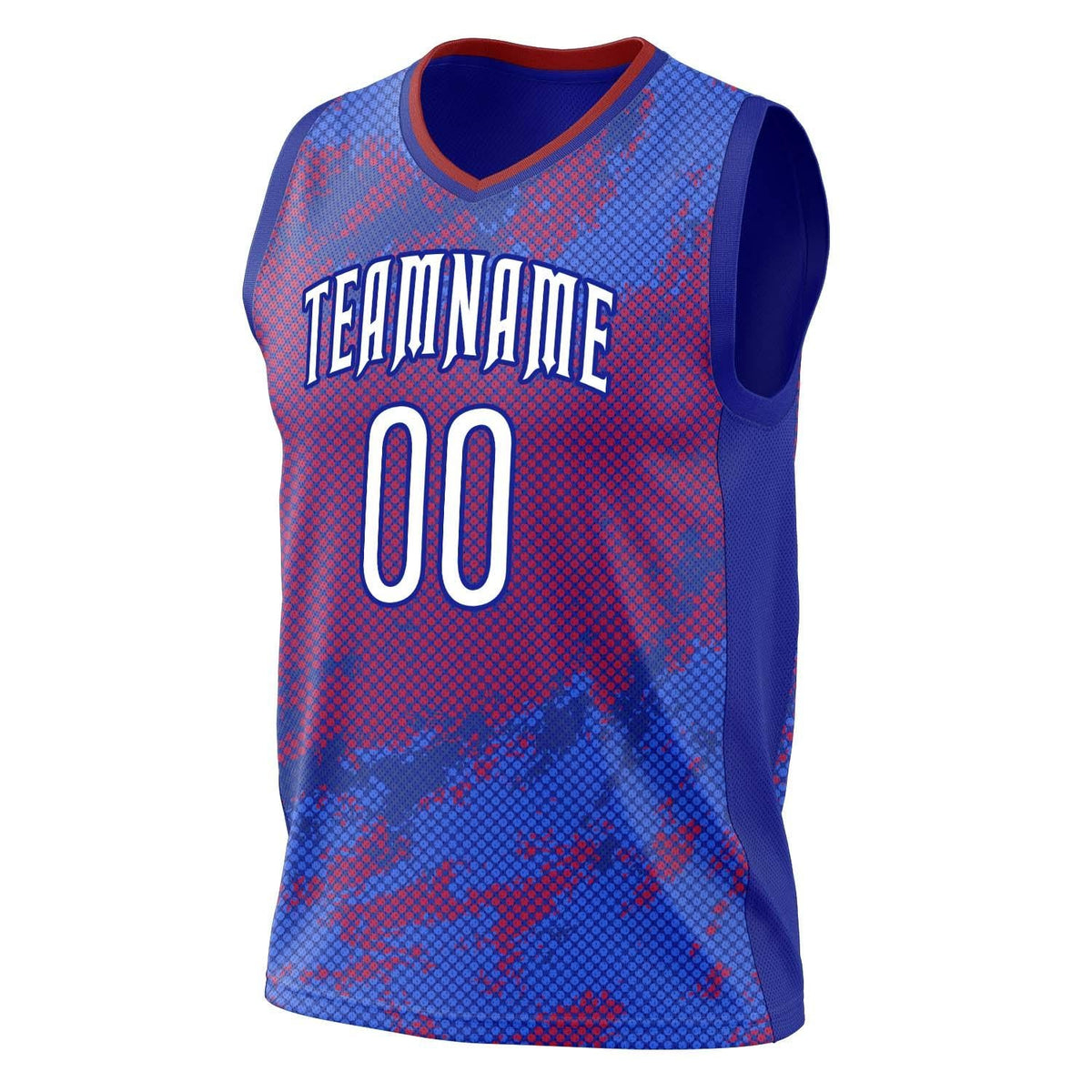 Custom Blue Red Pattern Basketball Jersey