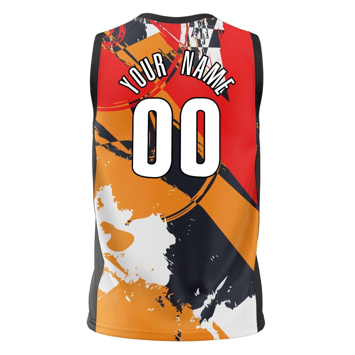 Custom Orange Black Pattern Basketball Jersey