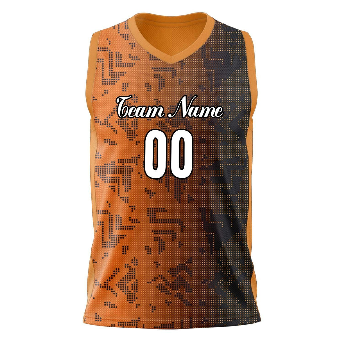 Custom Orange Black Pattern Basketball Jersey