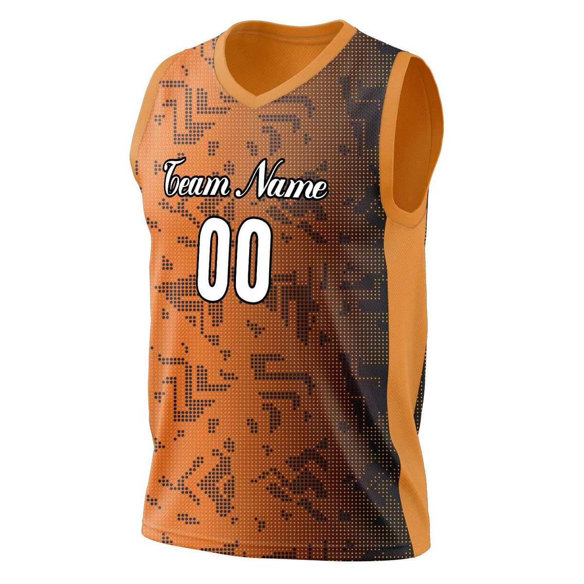 Custom Orange Black Pattern Basketball Jersey