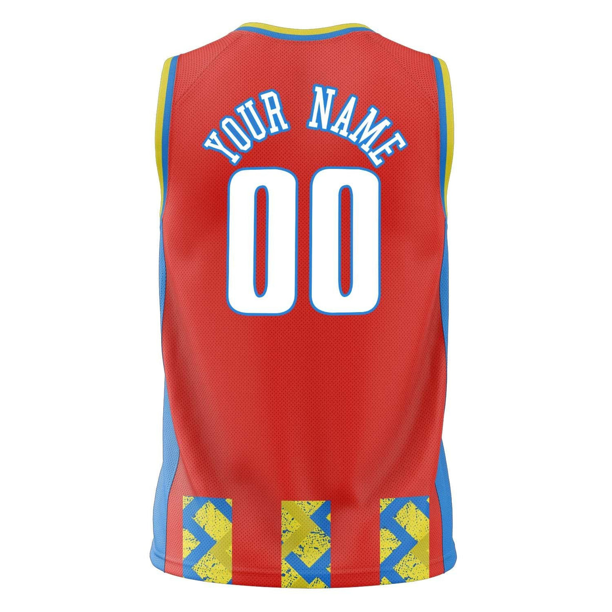 Custom Red Blue Pattern Basketball Jersey