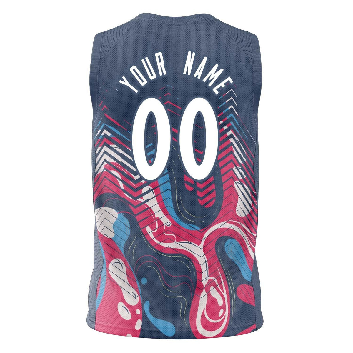 Custom Navy Red Pattern Basketball Jersey