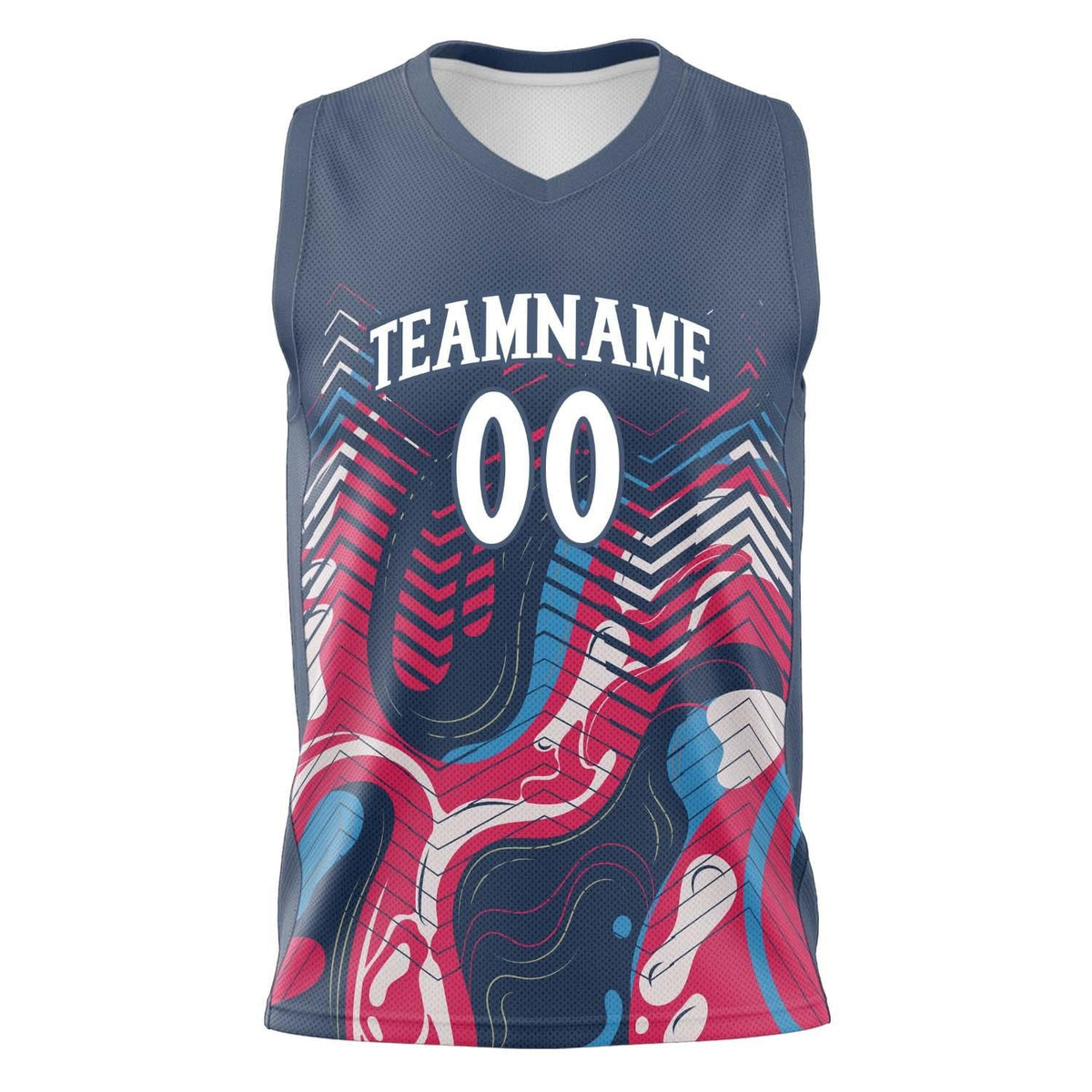 Custom Navy Red Pattern Basketball Jersey