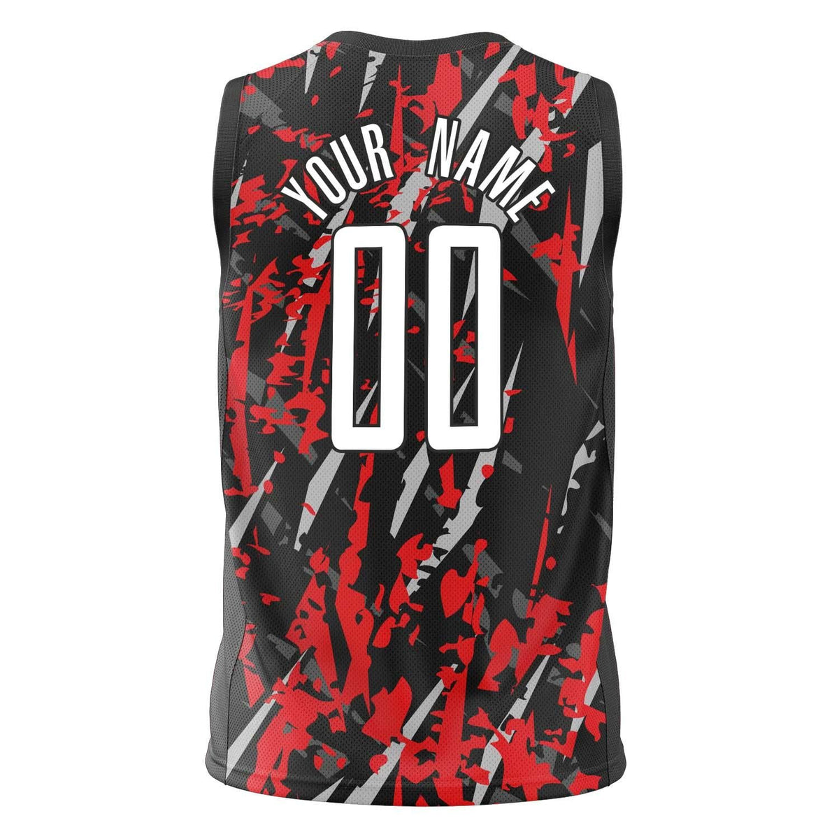 Custom Black Red Pattern Basketball Jersey