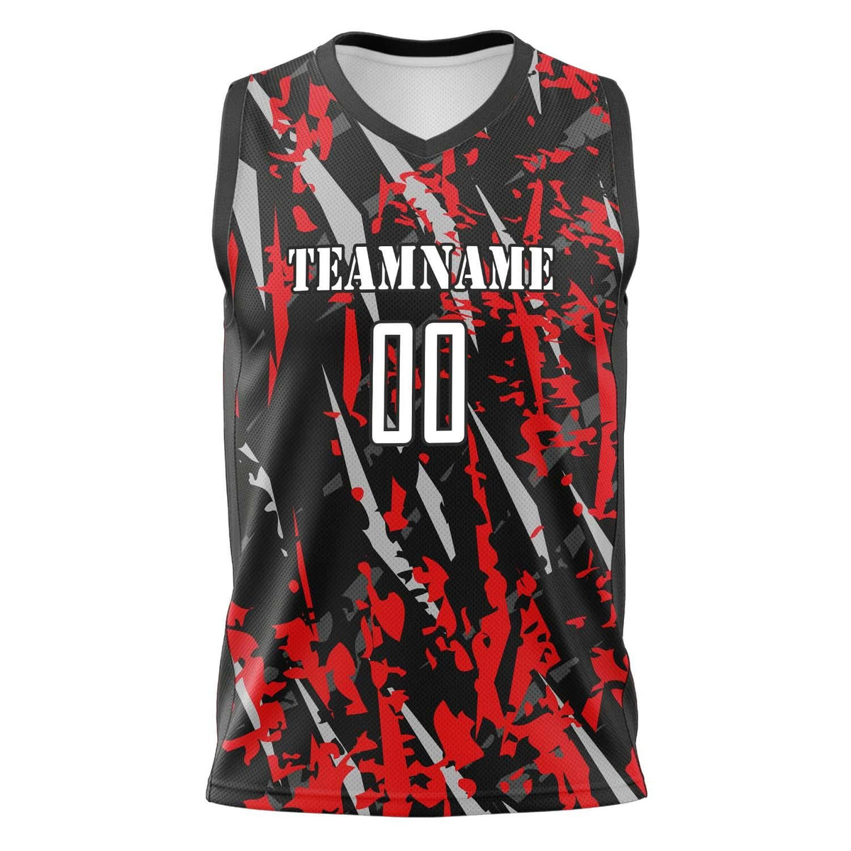 Custom Black Red Pattern Basketball Jersey