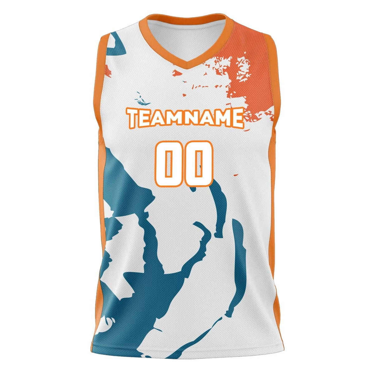 Custom White Orange Pattern Basketball Jersey