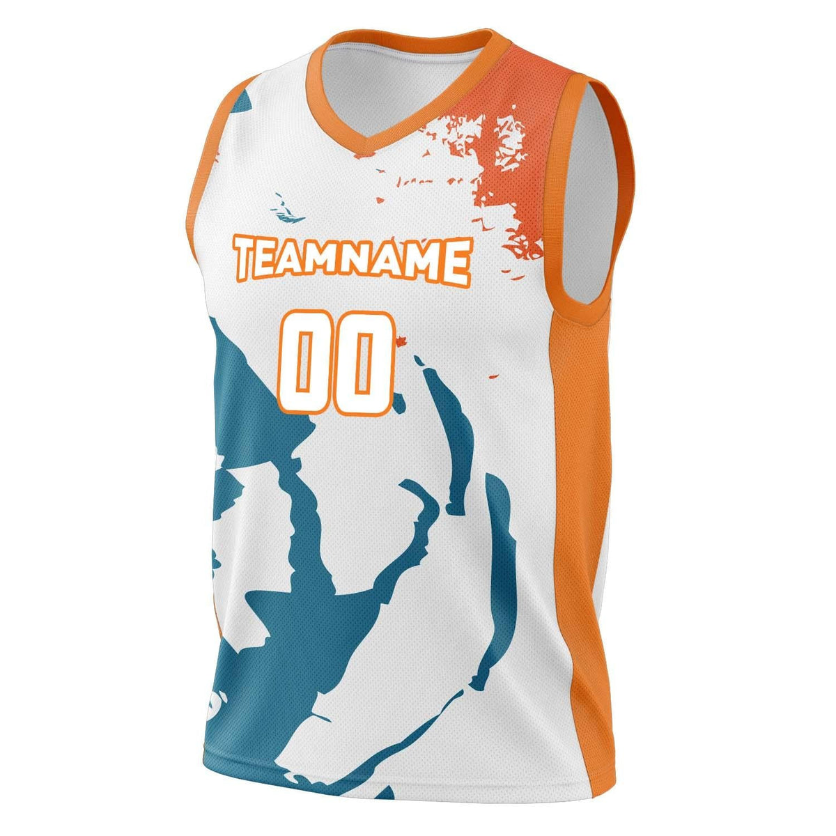 Custom White Orange Pattern Basketball Jersey