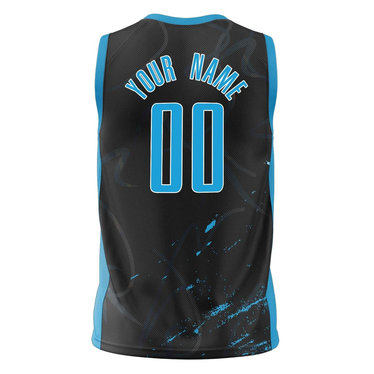 Custom Black Blue Pattern Basketball Jersey