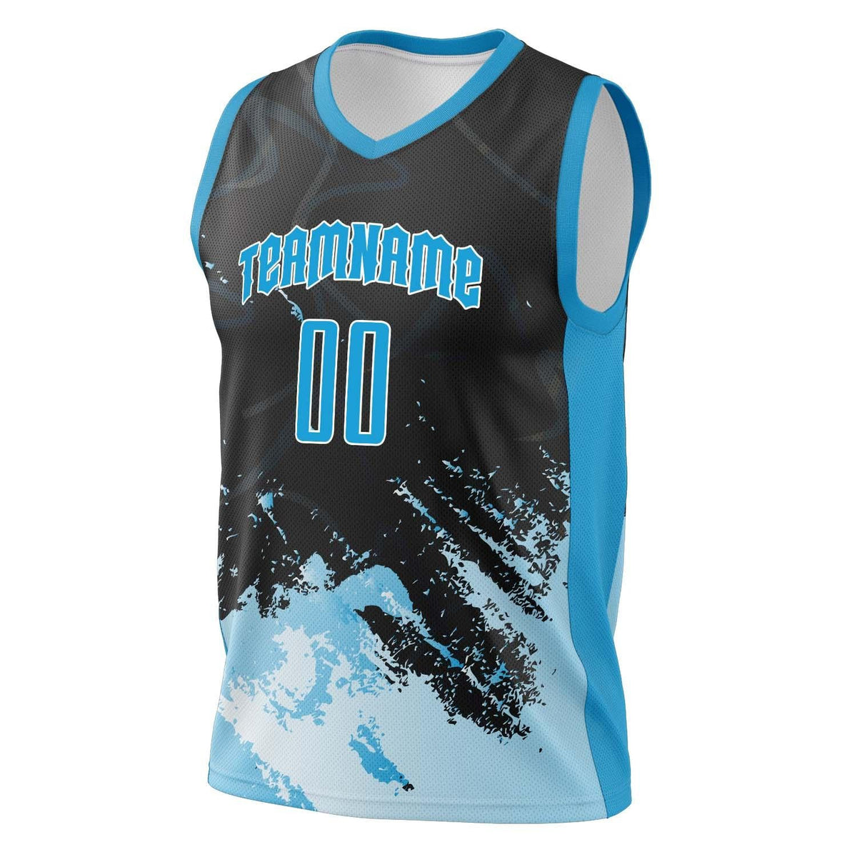 Custom Black Blue Pattern Basketball Jersey