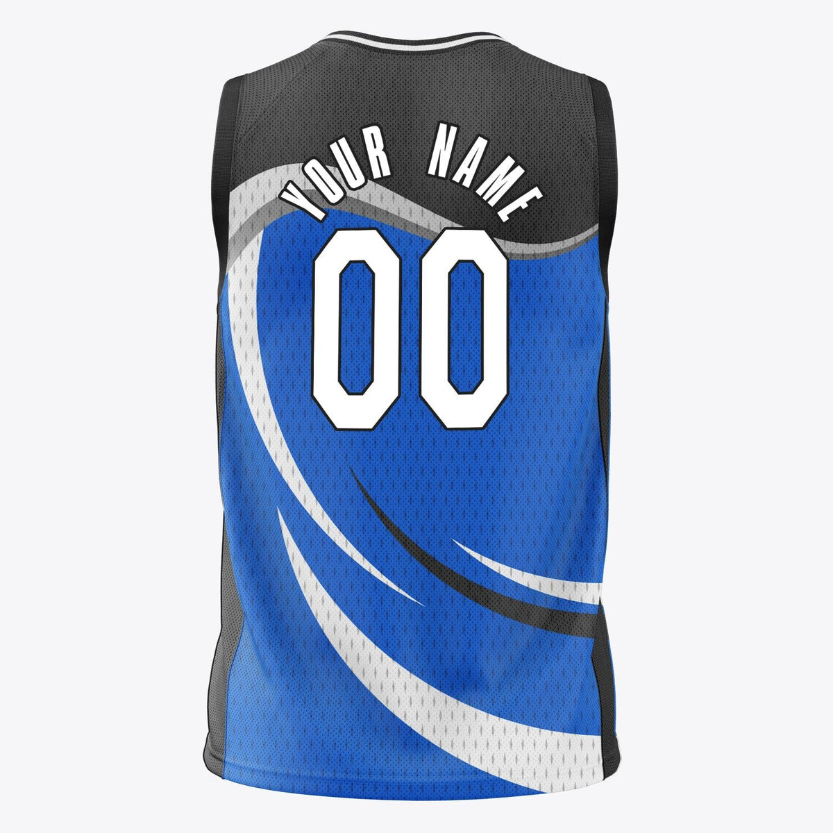 Custom Blue Black Pattern Basketball Jersey