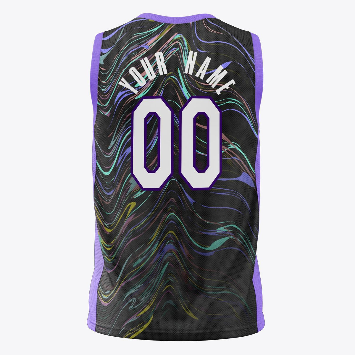 Custom Black Purple Pattern Basketball Jersey