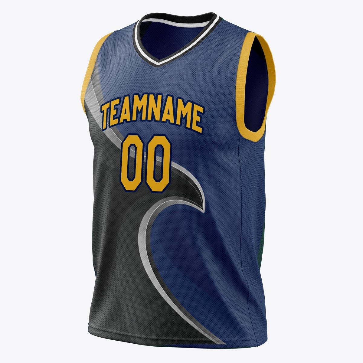 Custom Black Navy Pattern Basketball Jersey