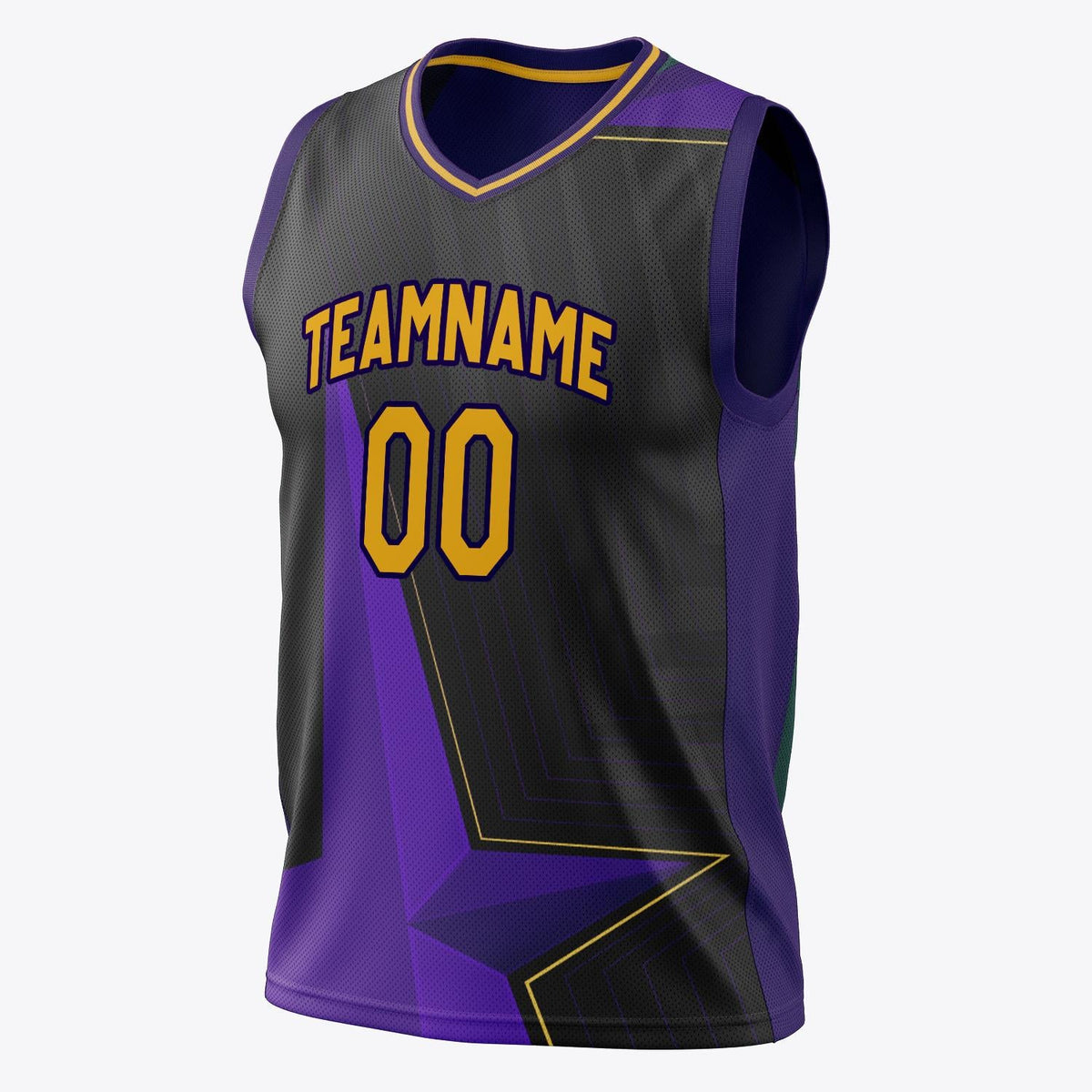 Custom Black Purple Pattern Basketball Jersey