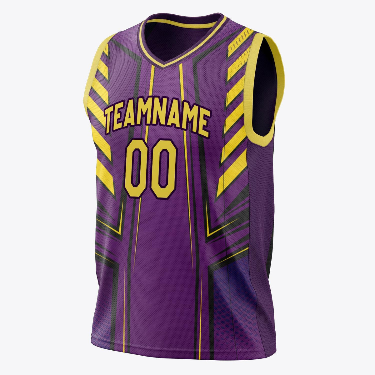 Custom Purple Gold Pattern Basketball Jersey