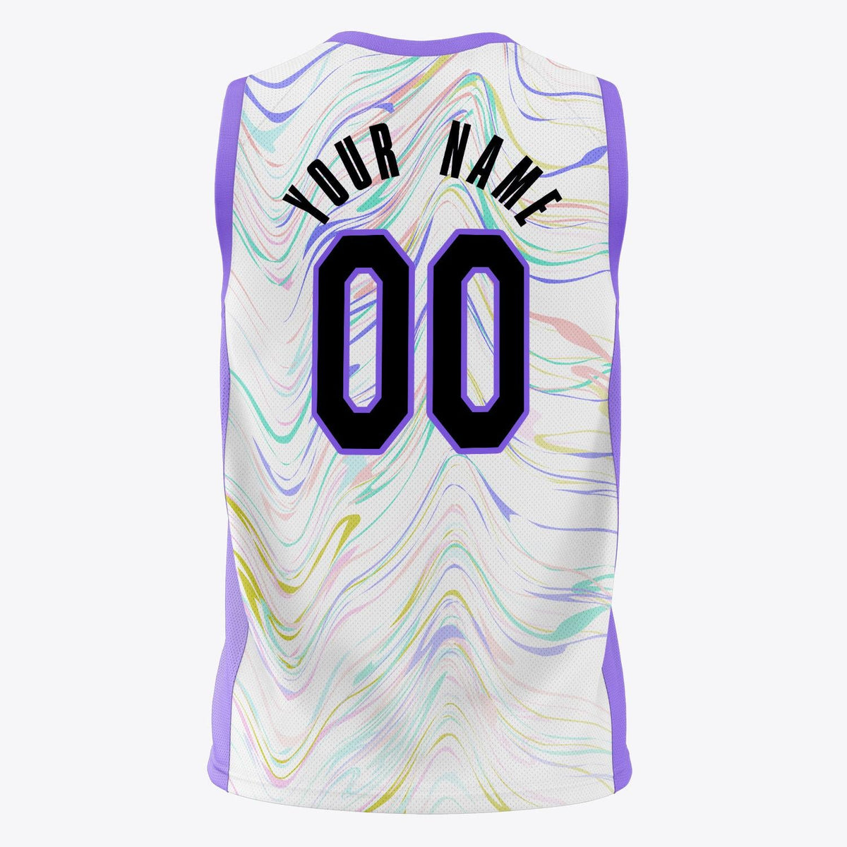 Custom White Purple Pattern Basketball Jersey