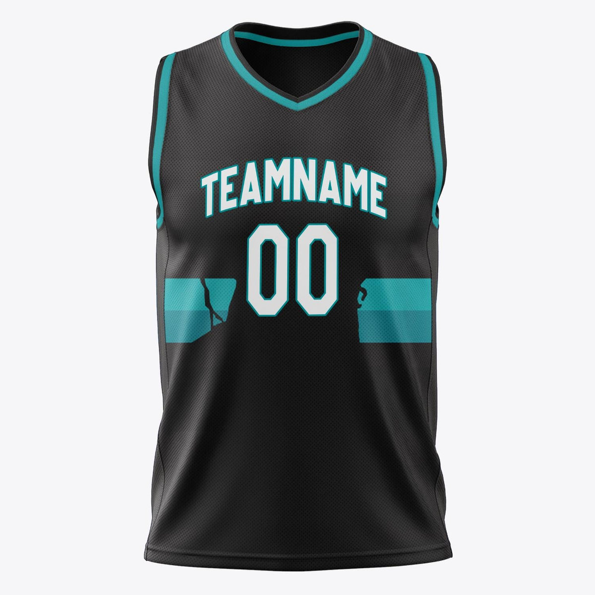 Custom Black Teal Pattern Basketball Jersey