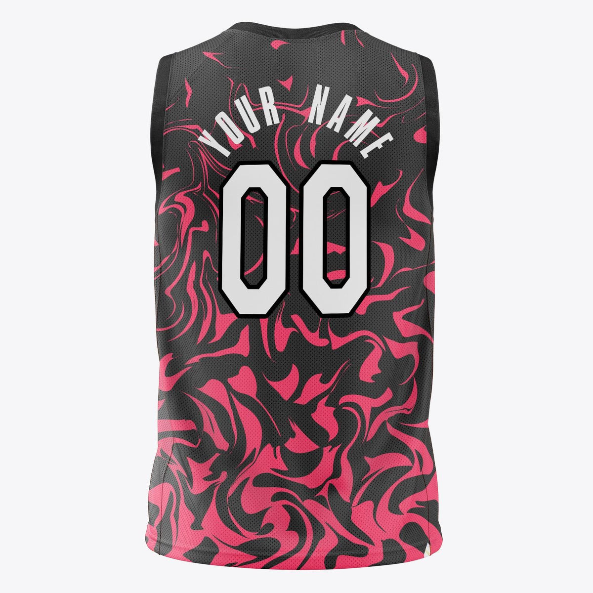 Custom Black Red Pattern Basketball Jersey