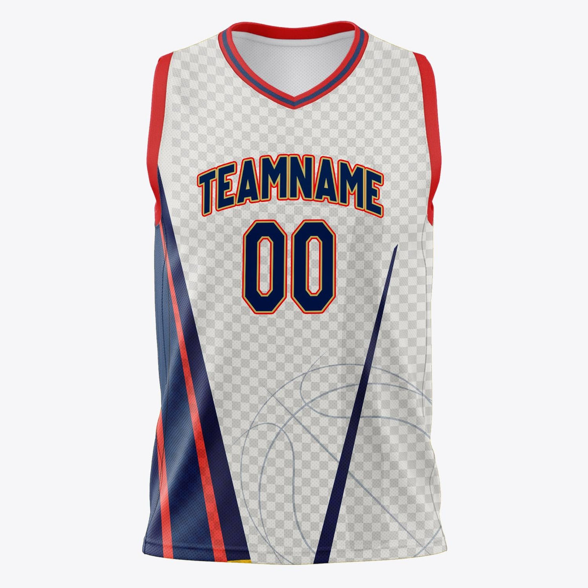 Custom White Navy Pattern Basketball Jersey