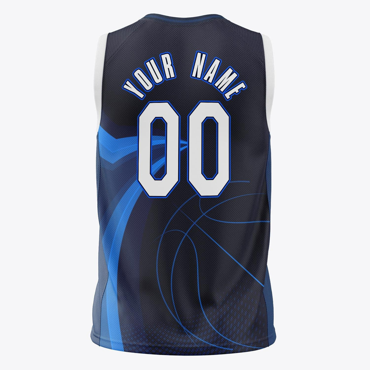 Custom Navy White Pattern Basketball Jersey