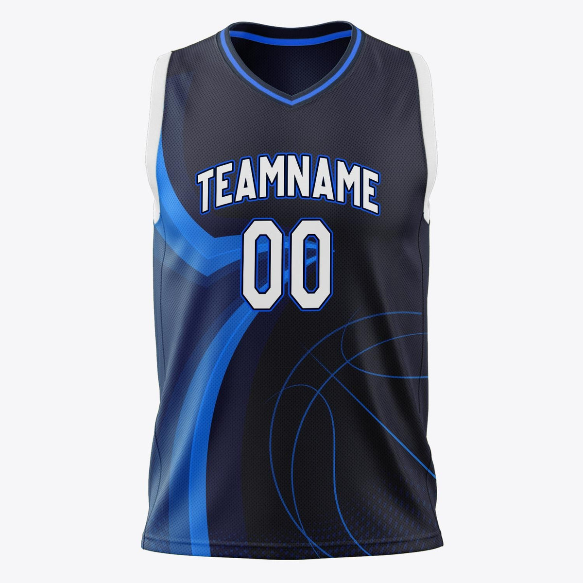 Custom Navy White Pattern Basketball Jersey