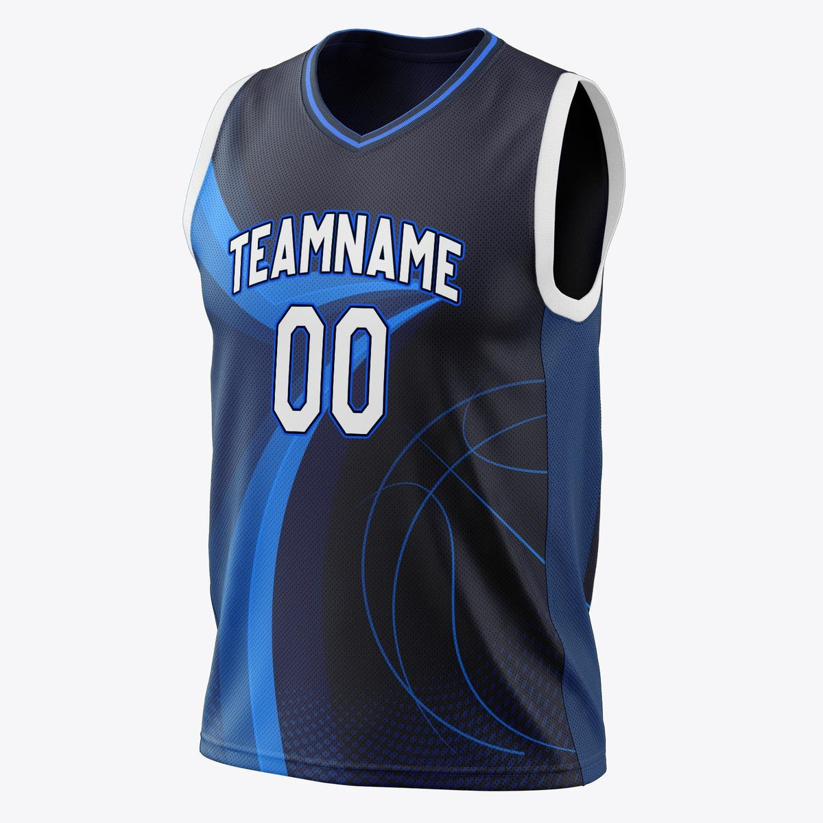 Custom Navy White Pattern Basketball Jersey