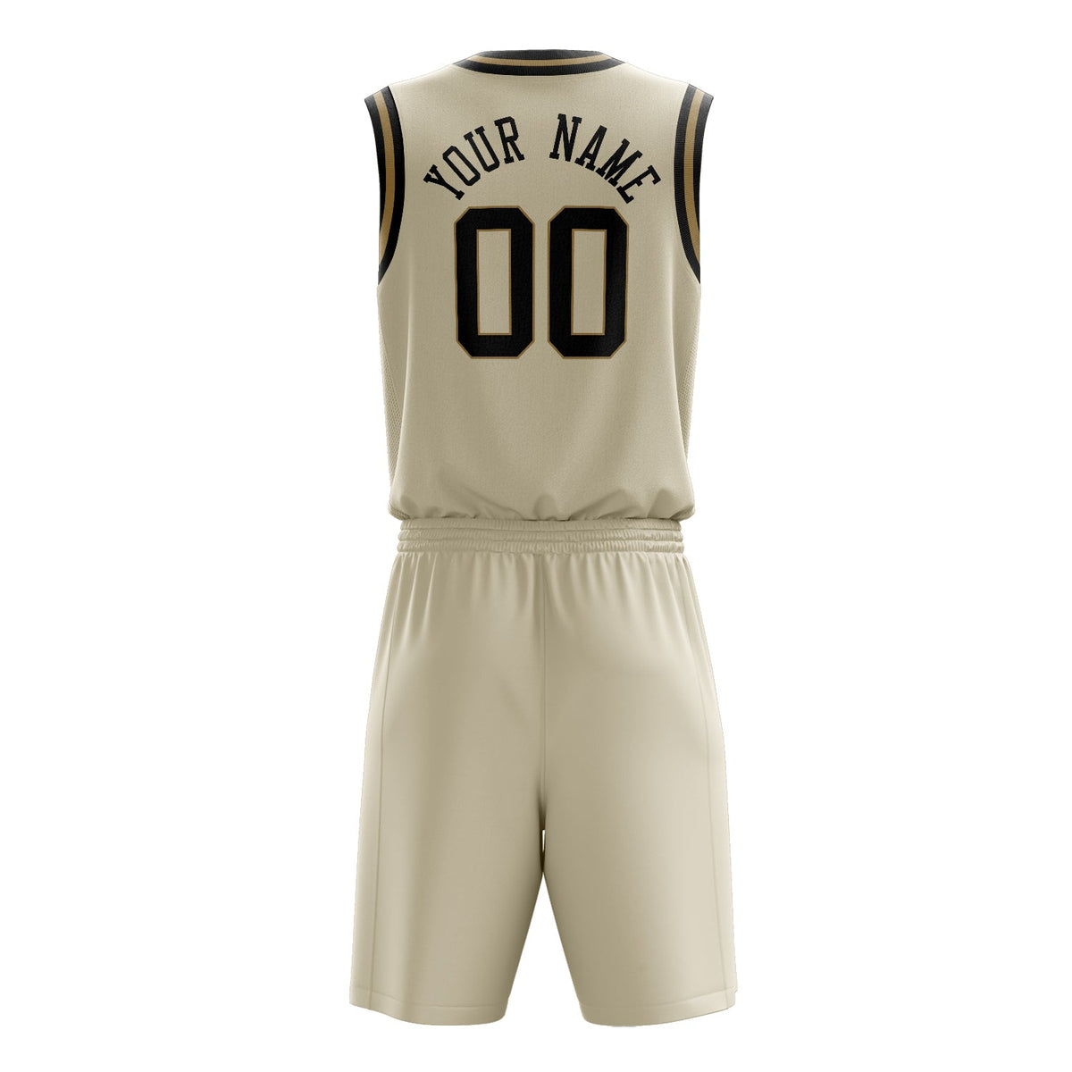 Custom Cream Black Solid Color Basketball Jersey