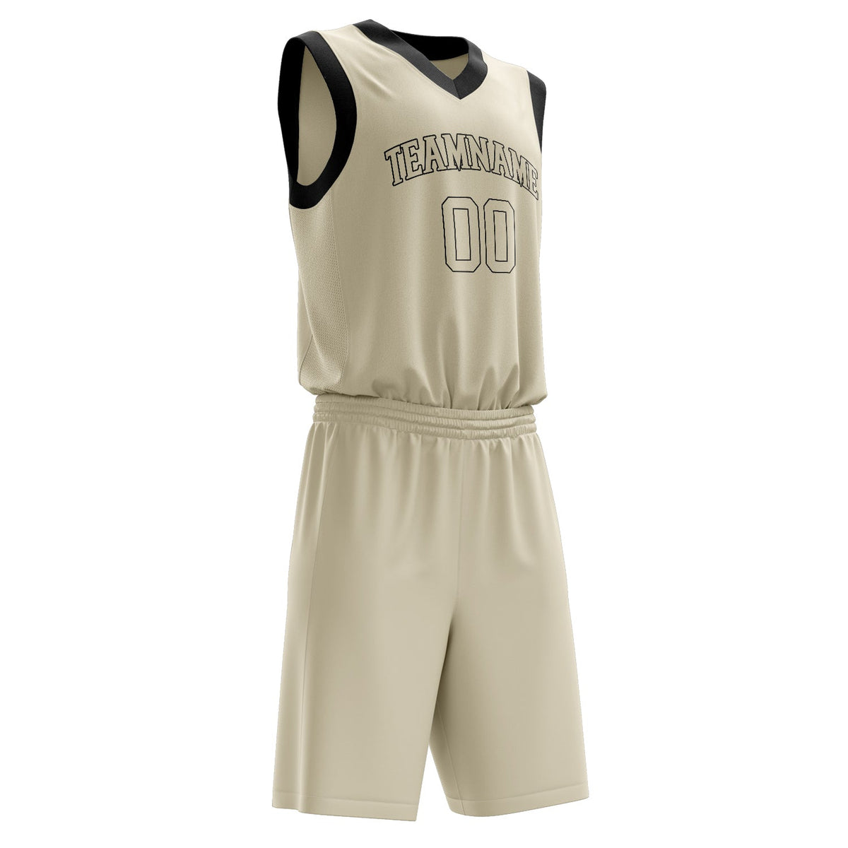 Custom Cream Black Solid Color Basketball Jersey