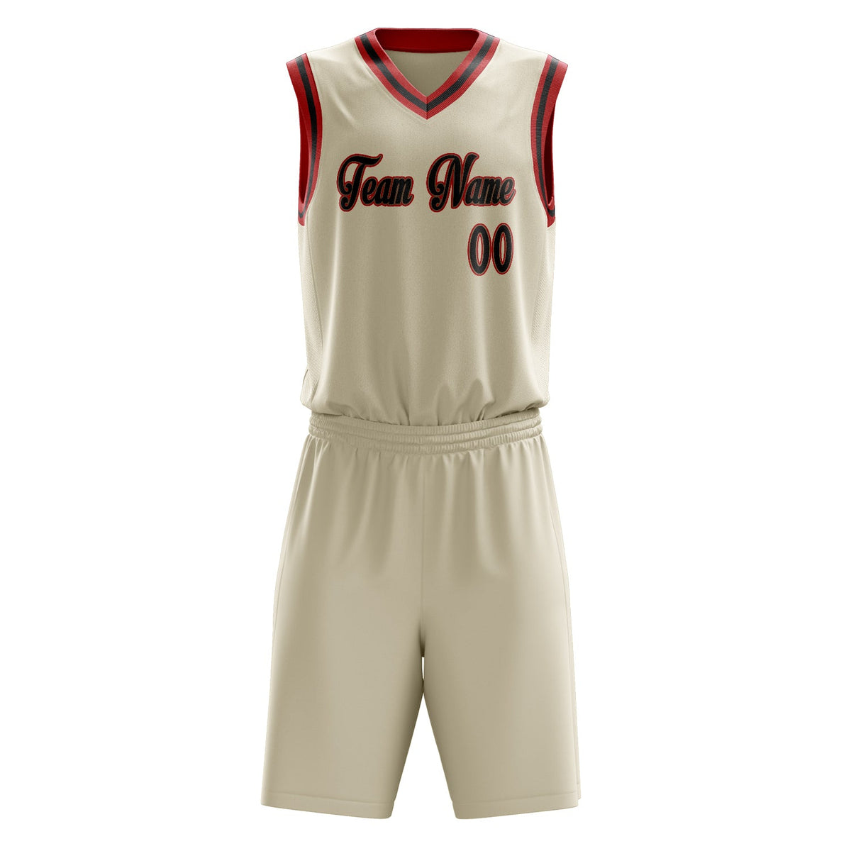 Custom Cream Black Solid Color Basketball Jersey