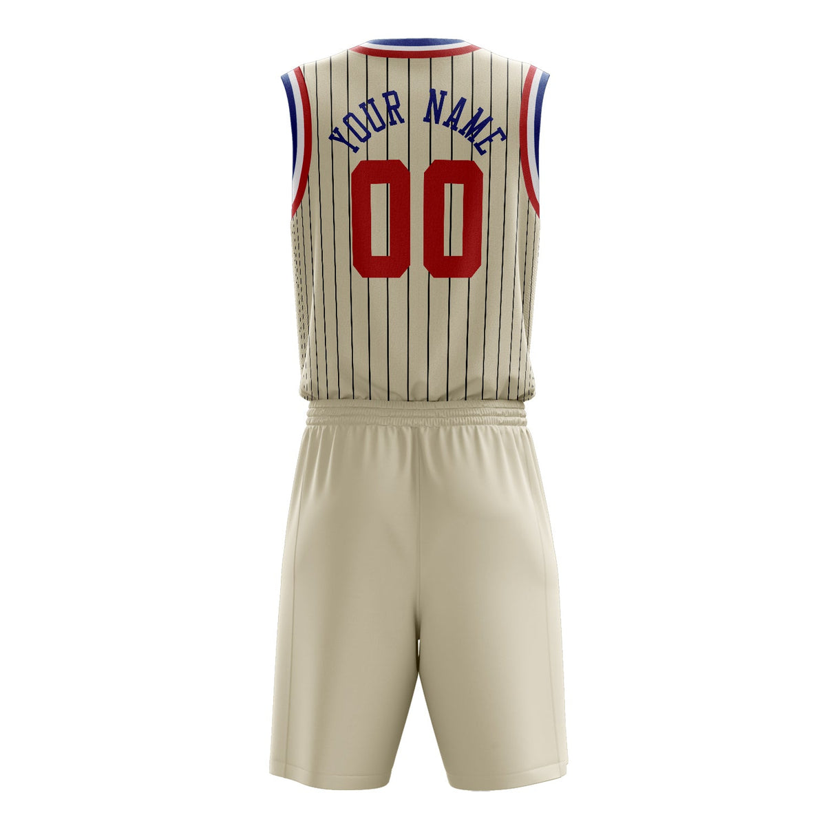 Custom Cream Red Pinstripe Basketball Jersey