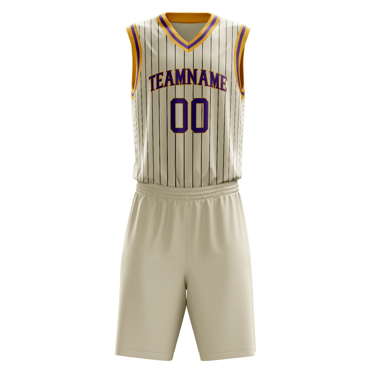 Custom Cream Purple Pinstripe Basketball Jersey