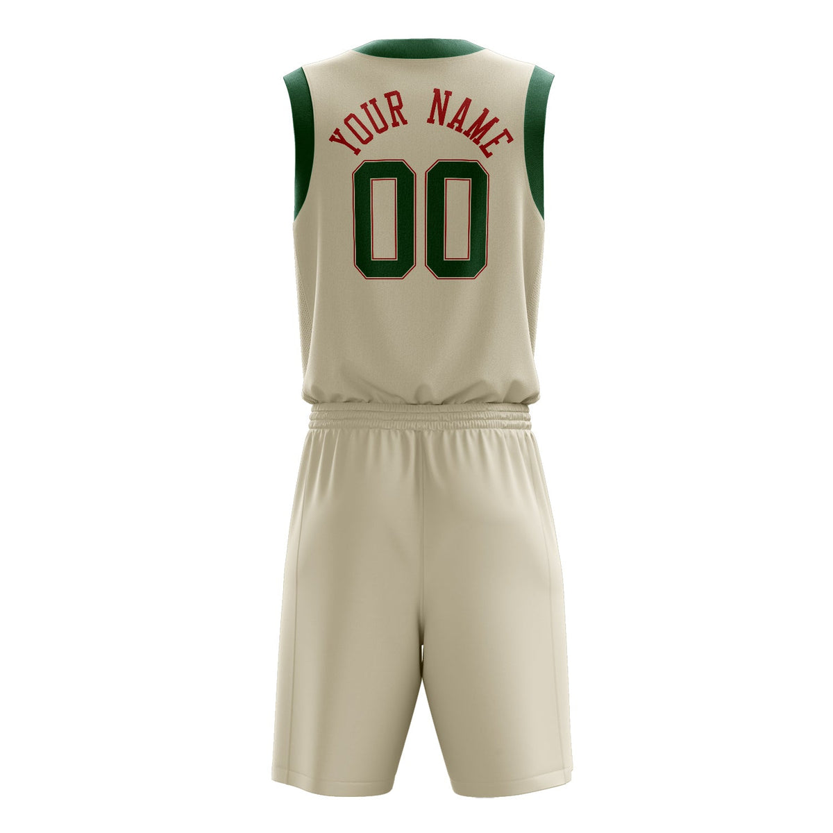 Custom Cream Kelly Green Solid Color Basketball Jersey