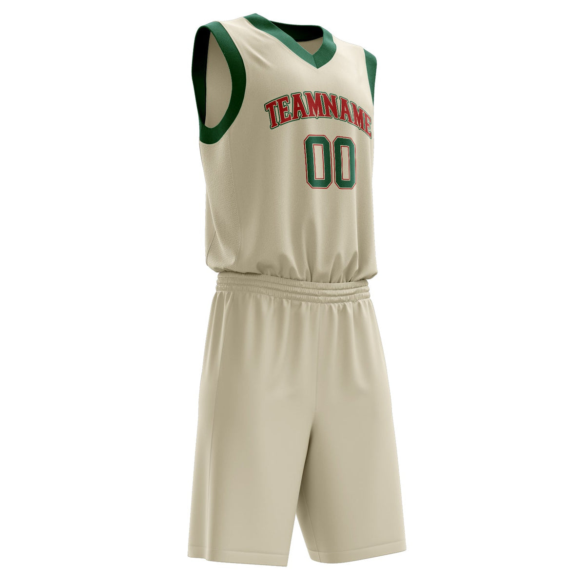 Custom Cream Kelly Green Solid Color Basketball Jersey