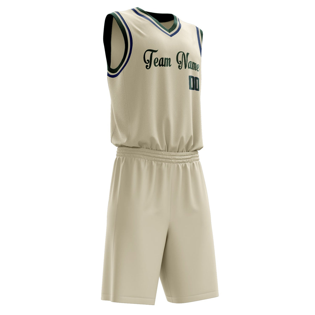 Custom Cream Kelly Green Solid Color Basketball Jersey