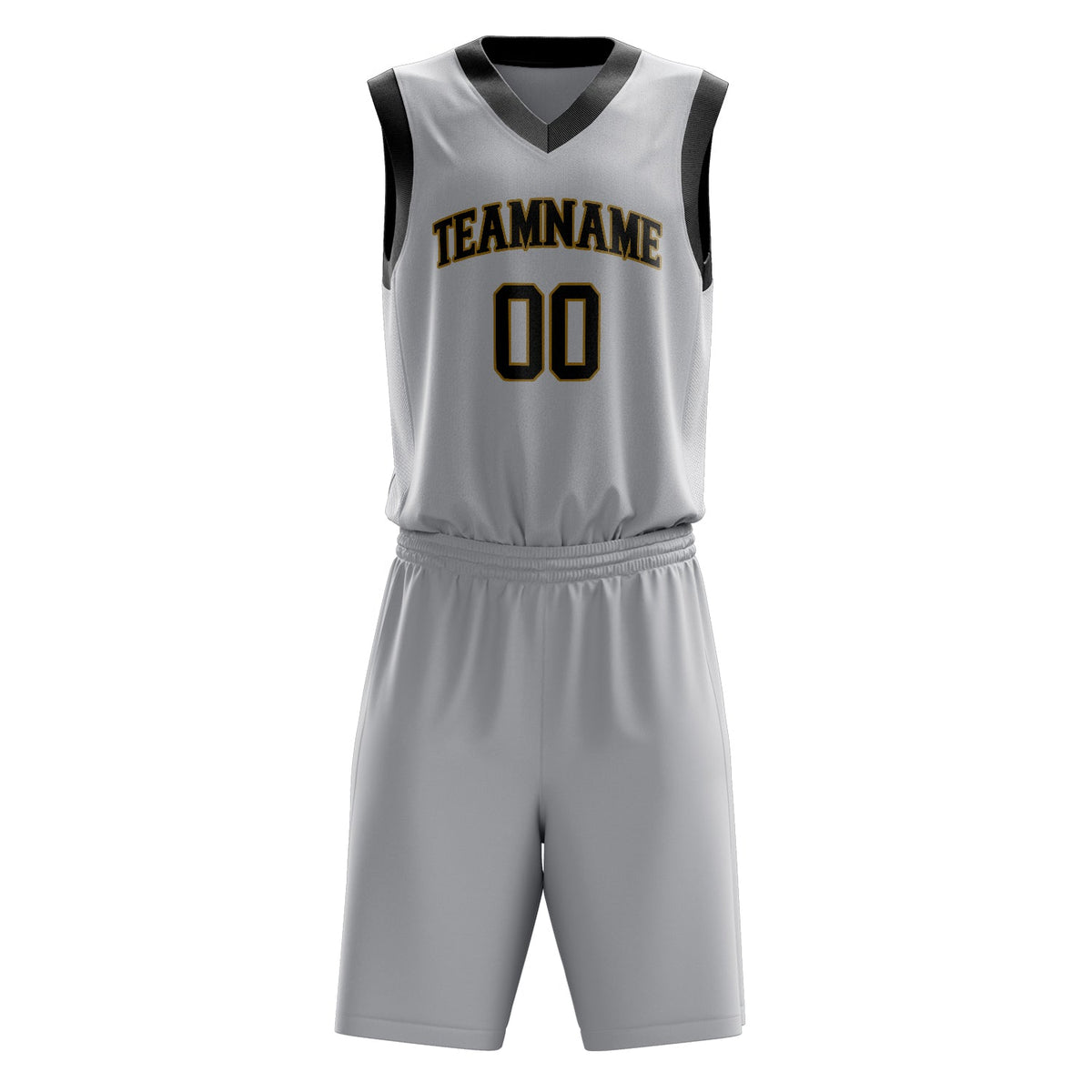 Custom Gray Black Solid Color Basketball Jersey