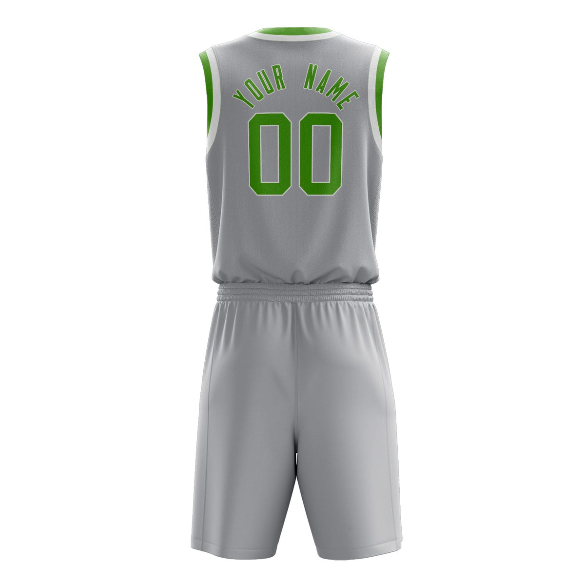 Custom Gray Neon-Green Solid Color Basketball Jersey