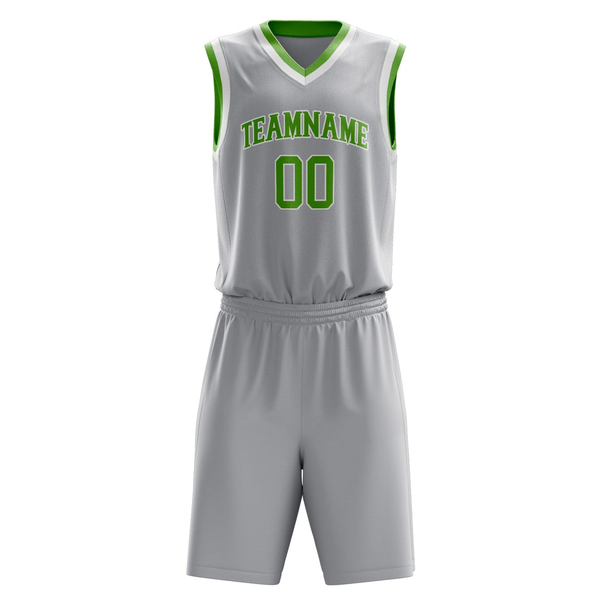 Custom Gray Neon-Green Solid Color Basketball Jersey