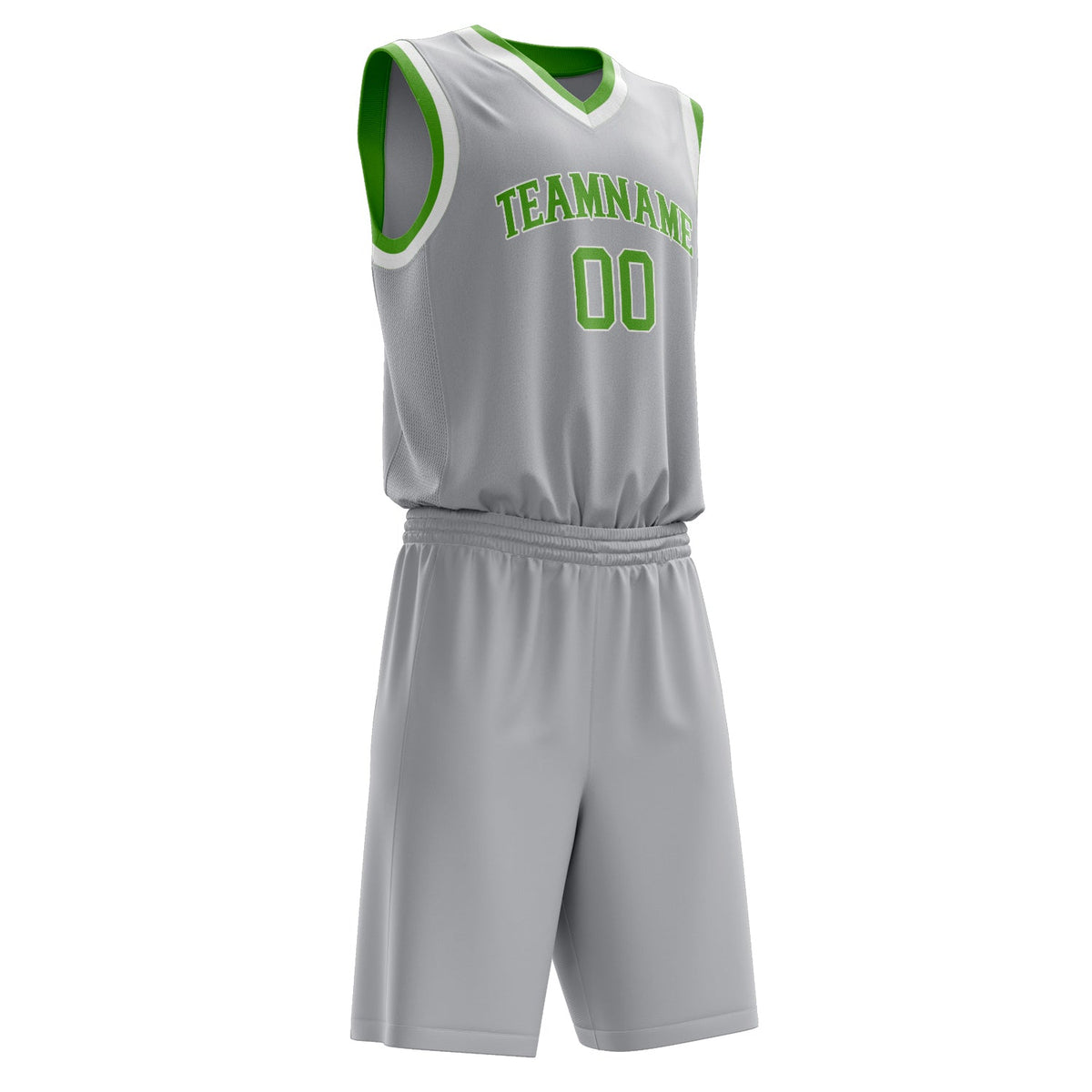 Custom Gray Neon-Green Solid Color Basketball Jersey