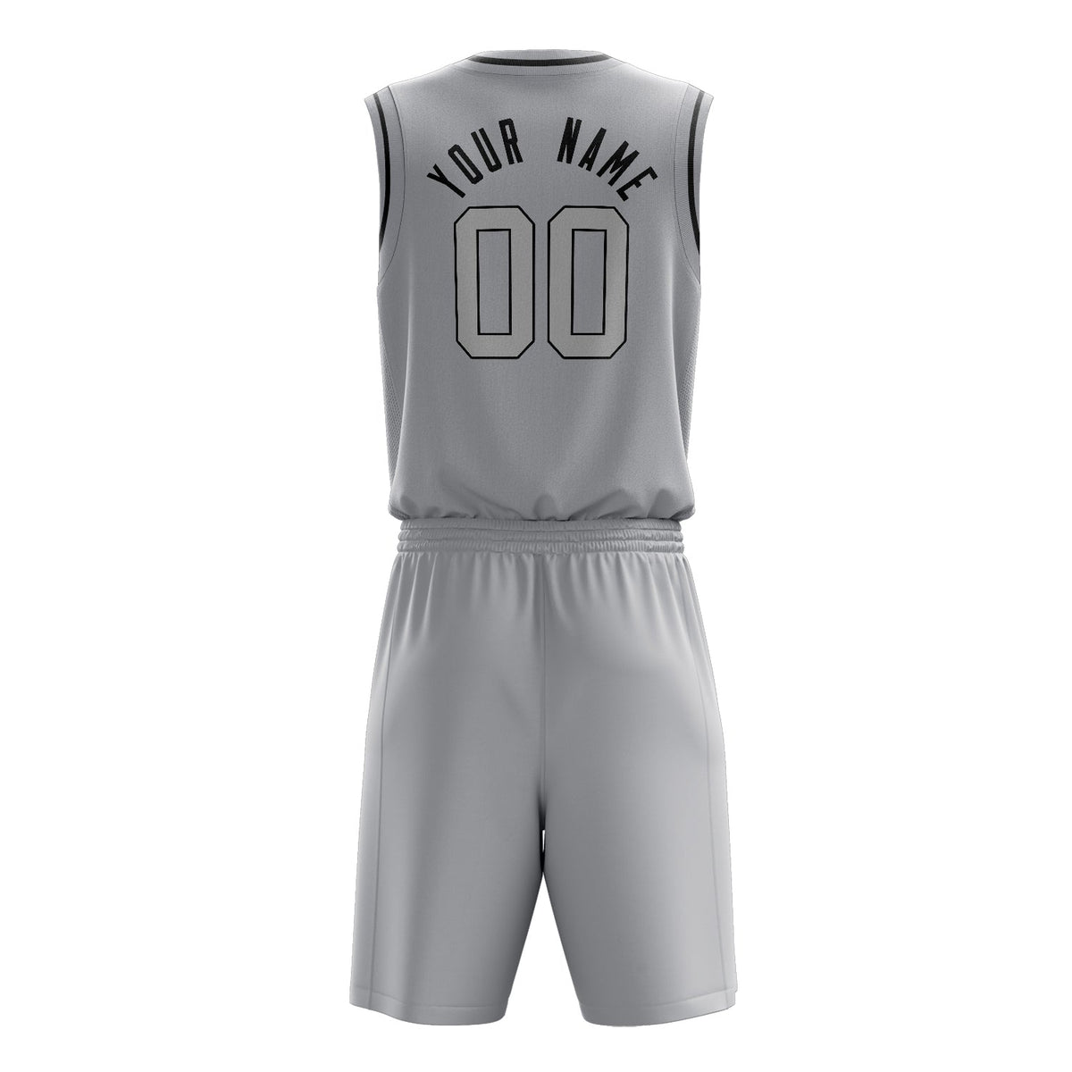 Custom Gray Black Solid Color Basketball Jersey