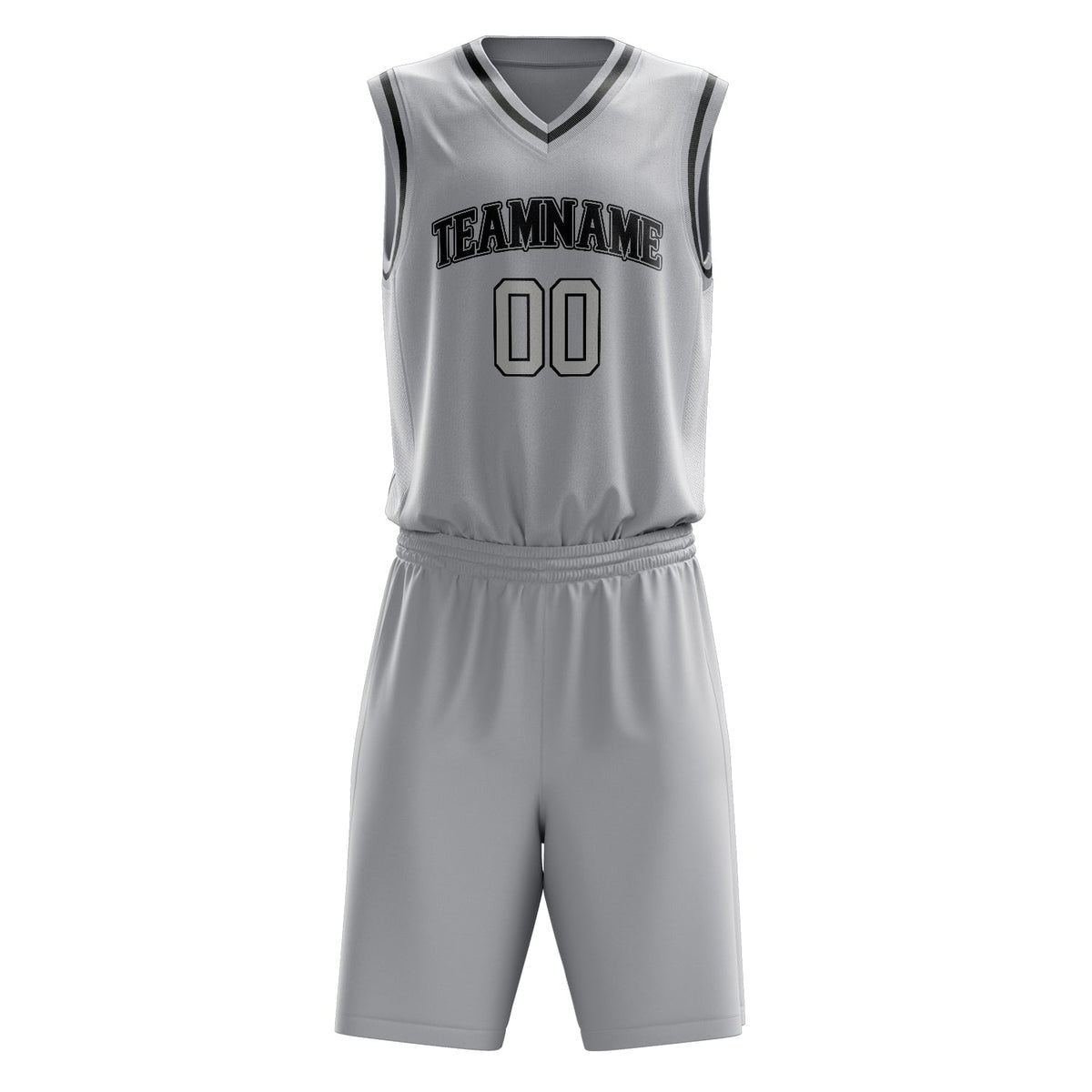 Custom Gray Black Solid Color Basketball Jersey