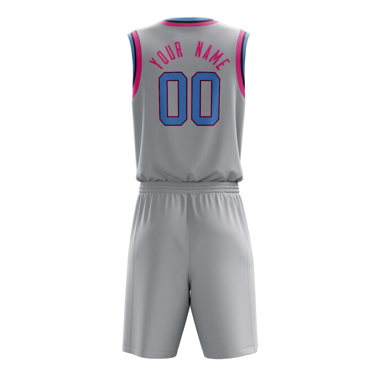 Custom Gray Pink Solid Color Basketball Jersey