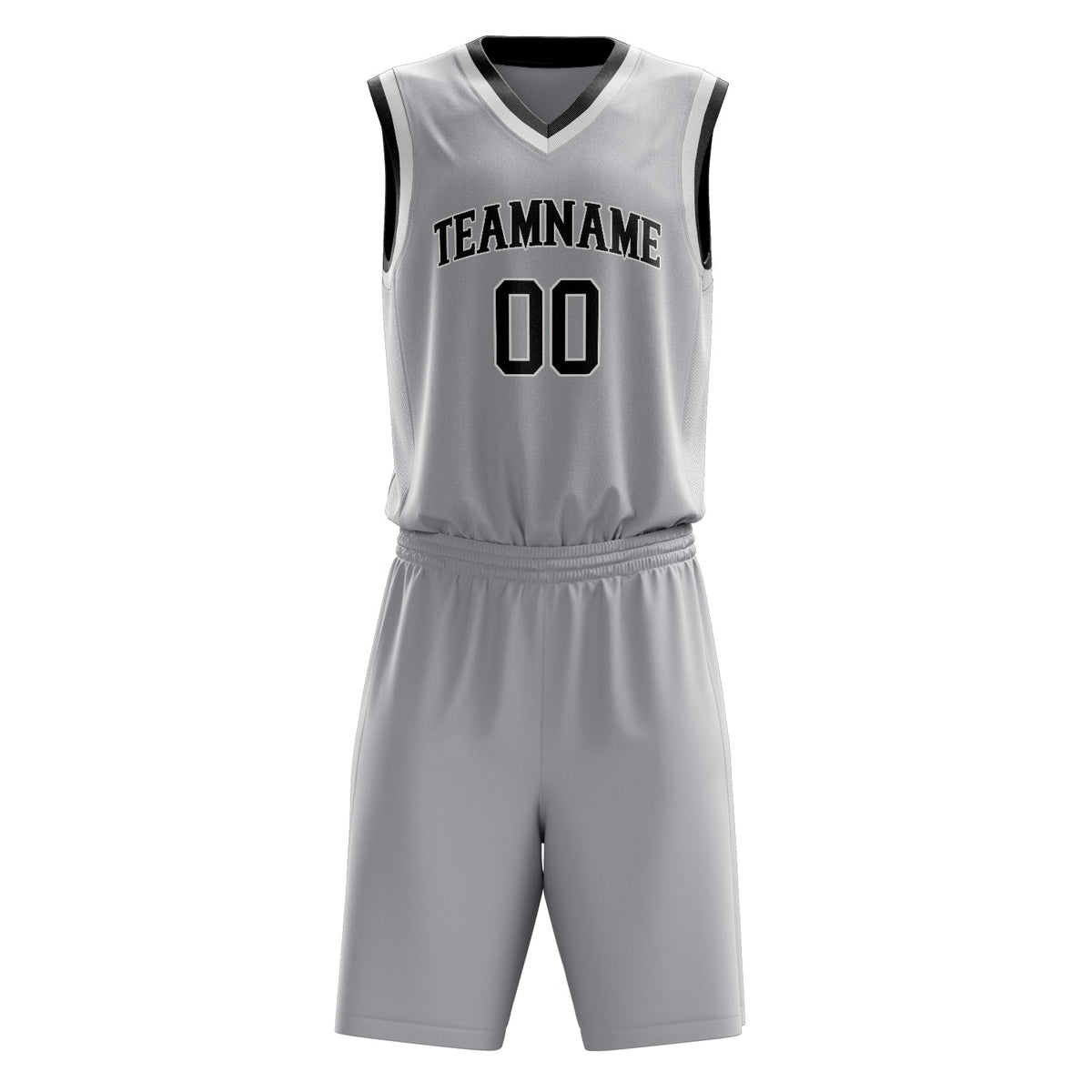 Custom Gray Black Solid Color Basketball Jersey