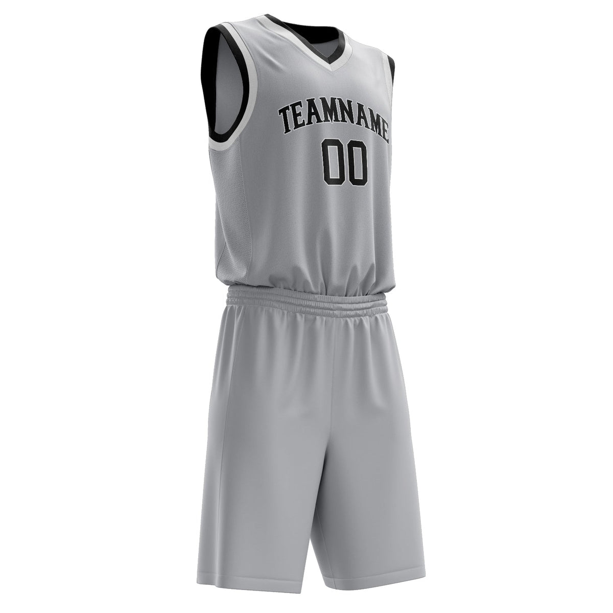 Custom Gray Black Solid Color Basketball Jersey