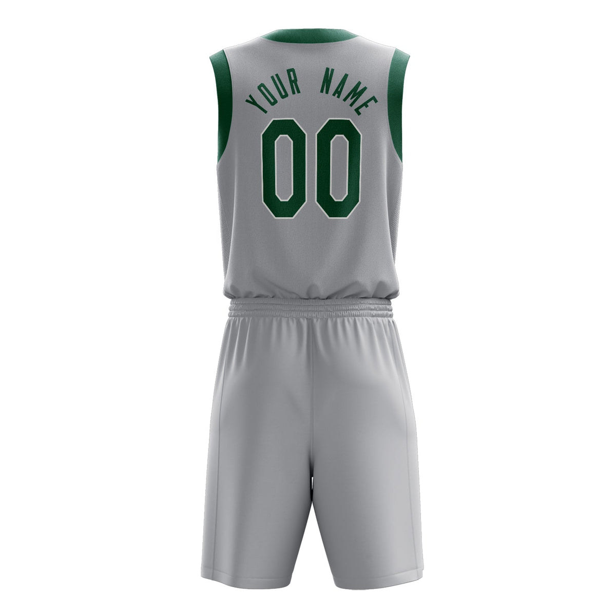 Custom Gray Kelly Green Solid Color Basketball Jersey