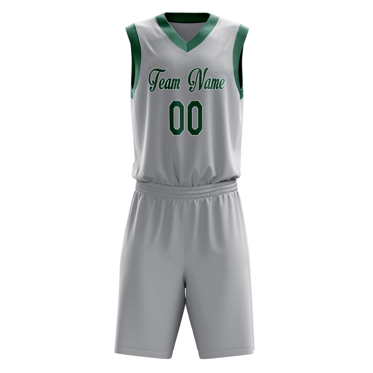 Custom Gray Kelly Green Solid Color Basketball Jersey