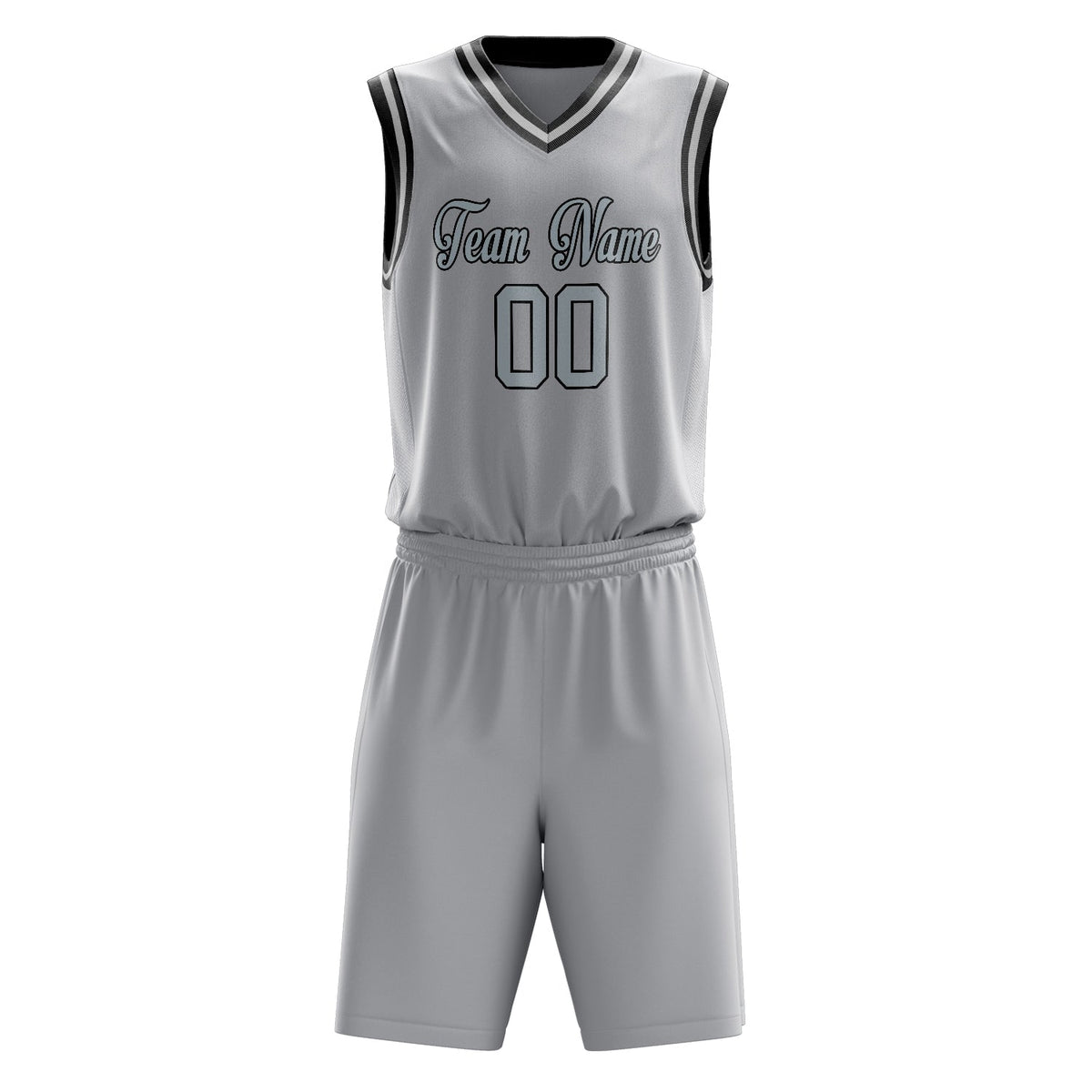 Custom Gray Black Solid Color Basketball Jersey