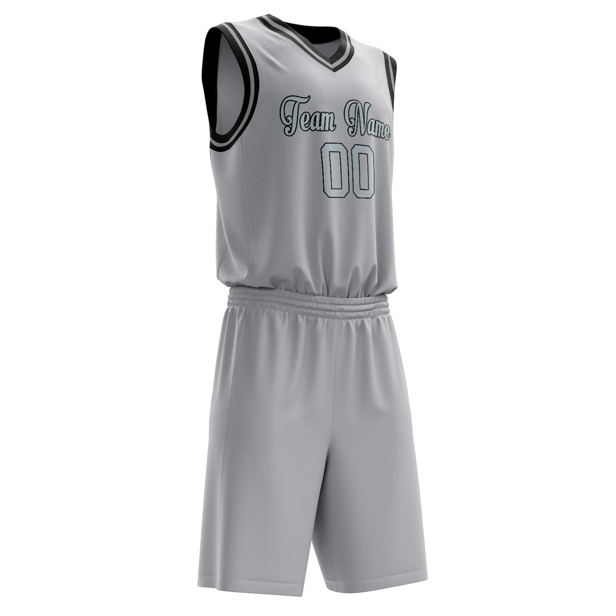 Custom Gray Black Solid Color Basketball Jersey