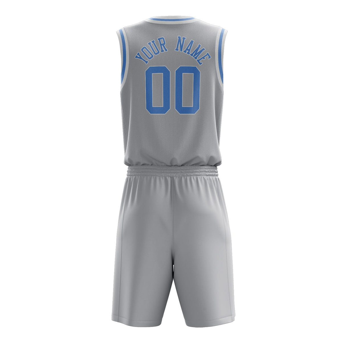 Custom Gray Light Blue Solid Color Basketball Jersey