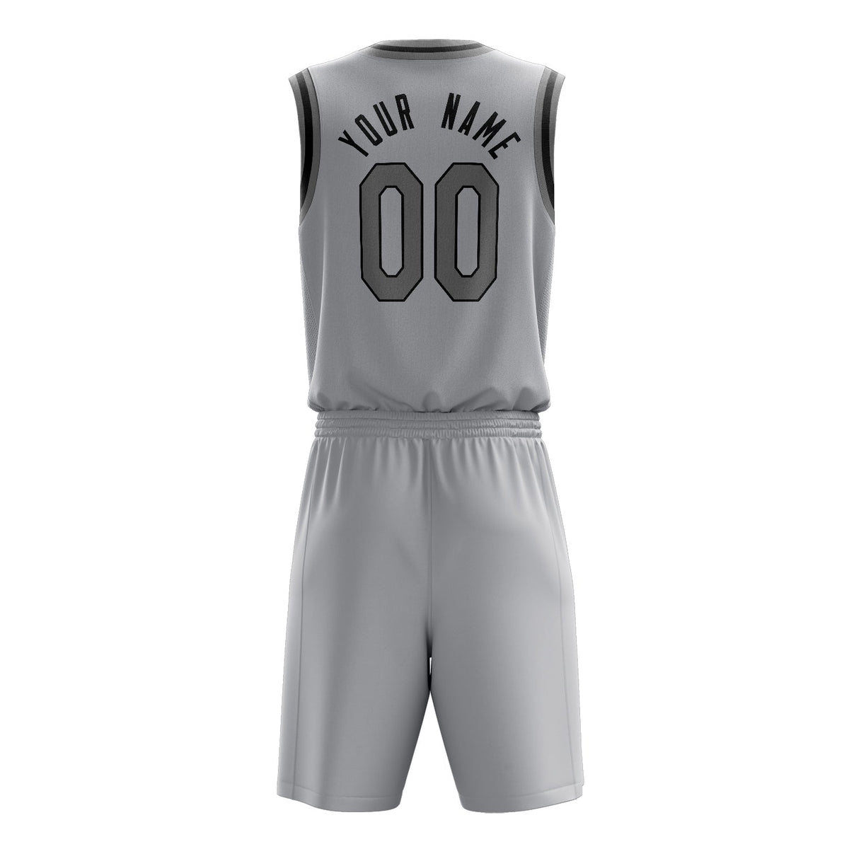 Custom Gray Gray Solid Color Basketball Jersey