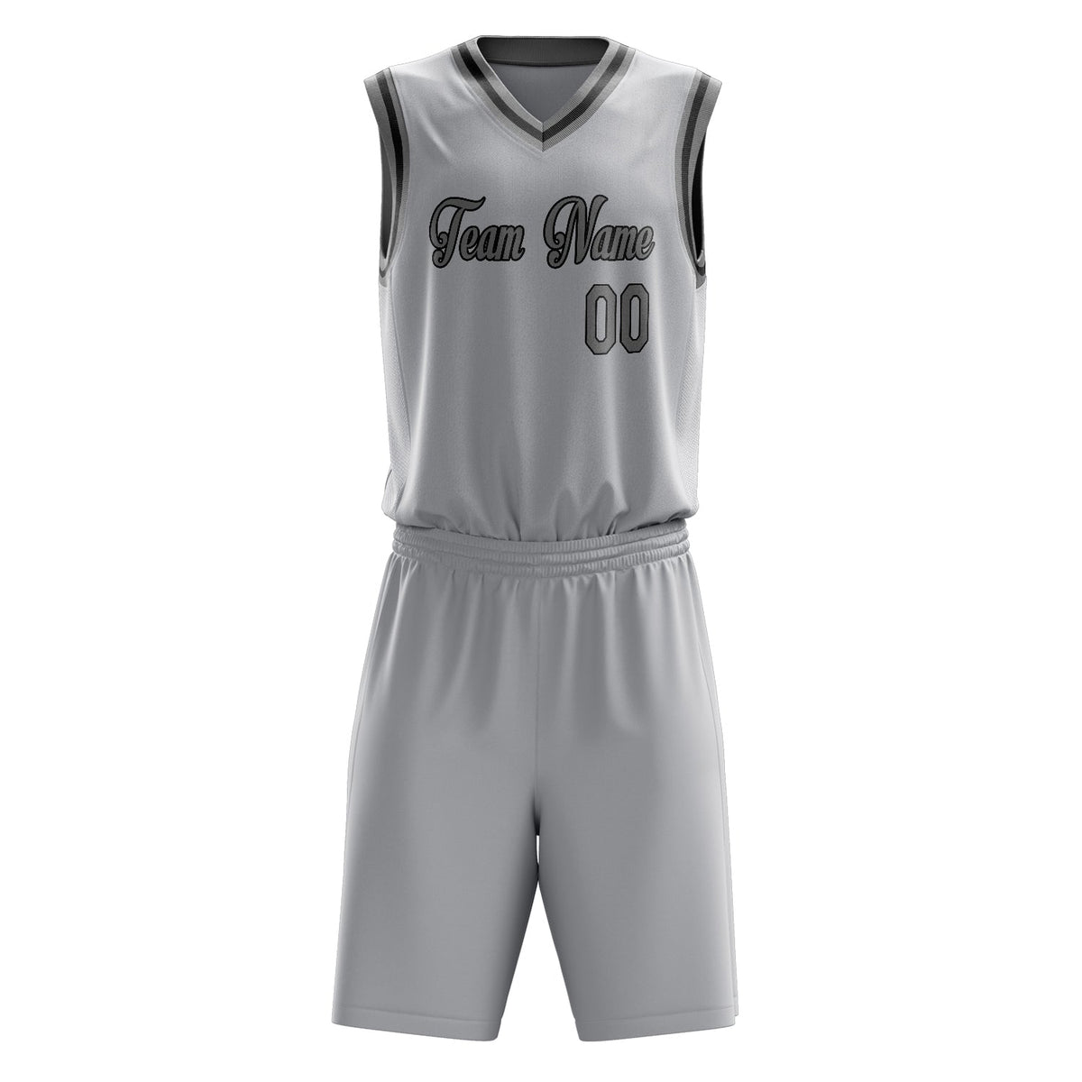 Custom Gray Gray Solid Color Basketball Jersey