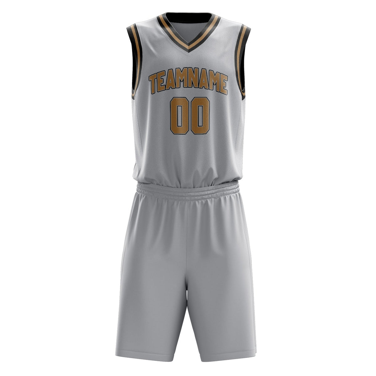 Custom Gray Brown Solid Color Basketball Jersey